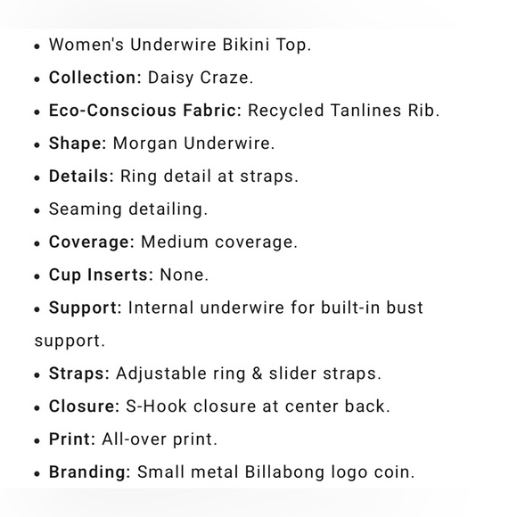 Billabong Daisy Underwire Bikini Top - Picture 9 of 10